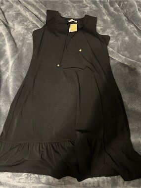 Michael Kors Sleeveless Black Ruffle Hem Dress size M NWT